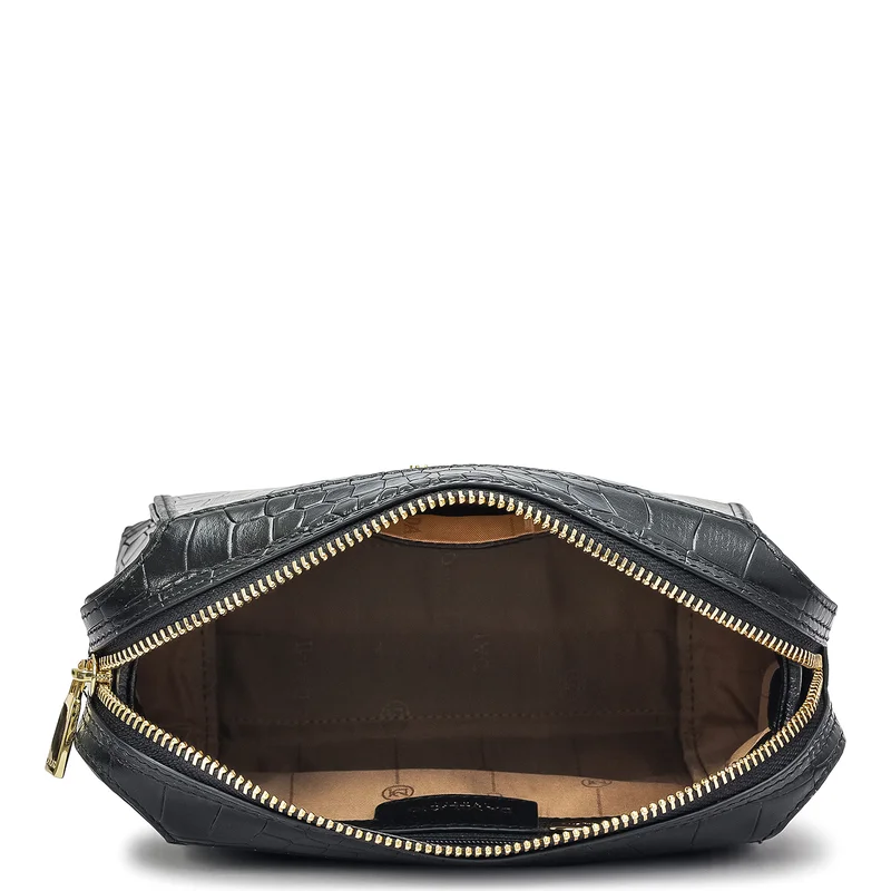 Da Milano Black Small Croco Leather Sling - Black for Women | Best Price UAE